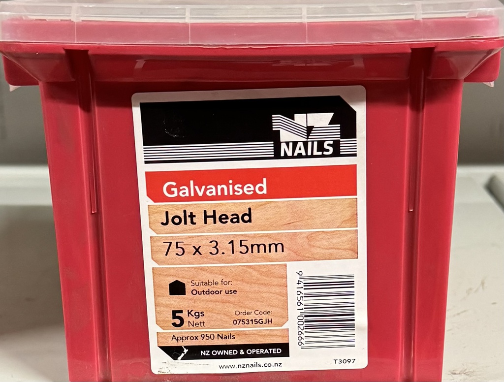 NAIL 5KG  75 x 3.15MM GALV JOLT HEAD HEAD