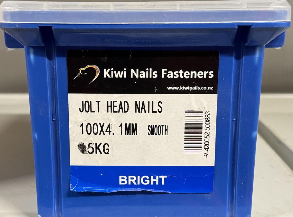 NAIL 5kg 100 x 4.0MM BRIGHT STEEL JOLT HEAD