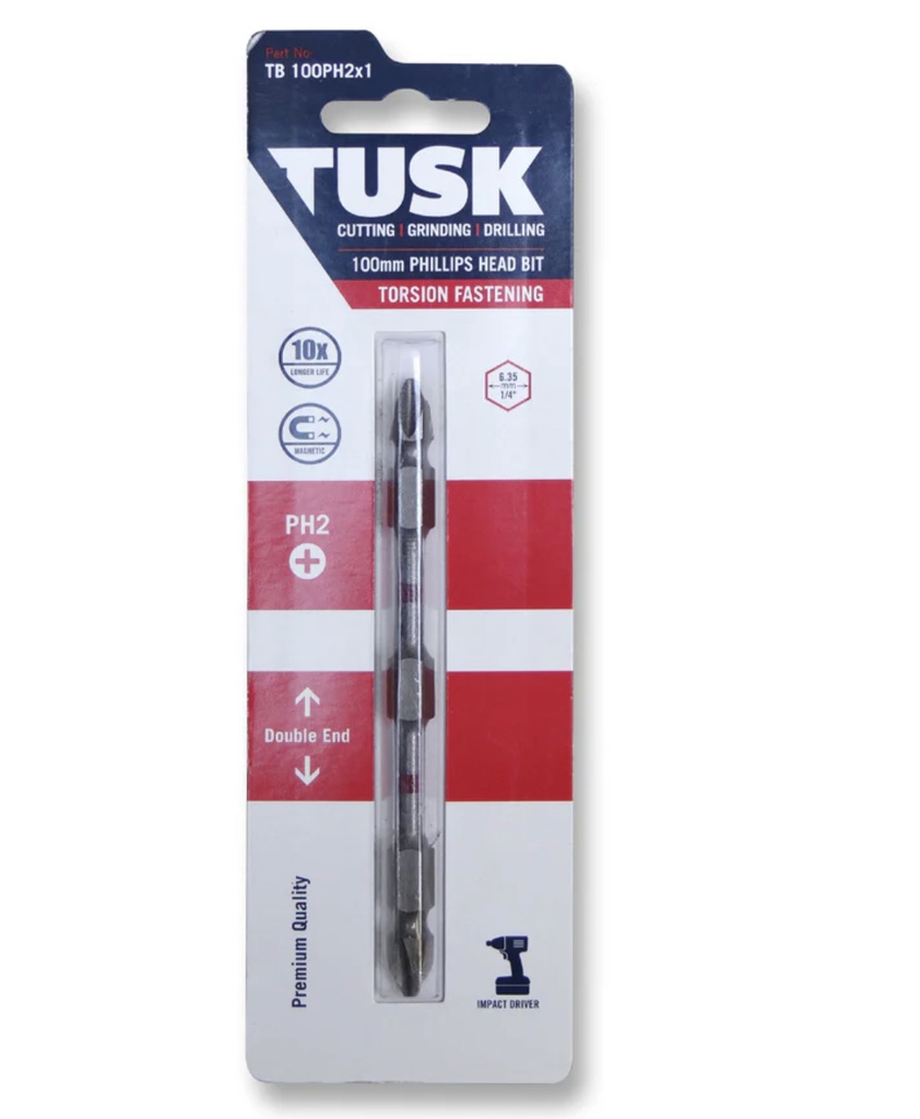 TUSK TORSION BITS PH2 100mm 1pc