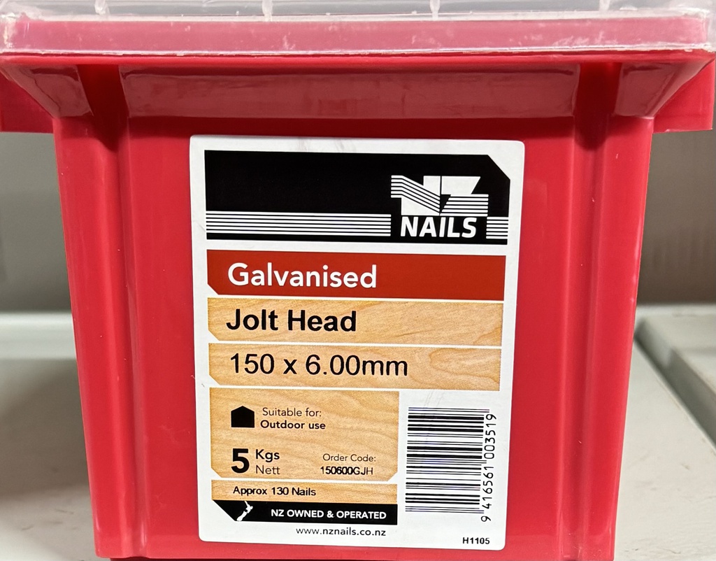 NAIL 5KG 150 x 6.0MM  GALV JOLT HEAD
