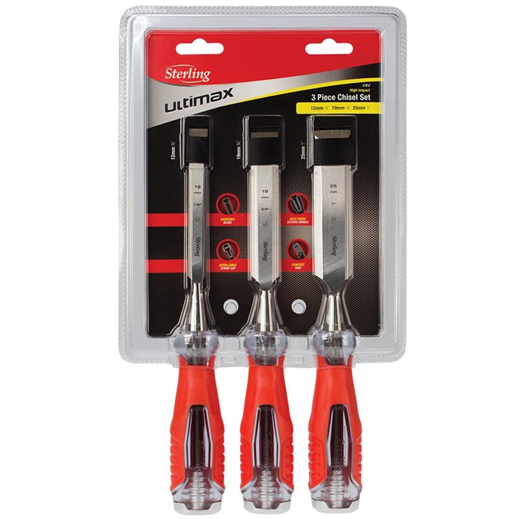STERLING ULTIMAX 3PCE WOOD CHISEL SET