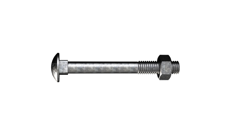 BOLT COACH   M8 x  25mm GALV (WITH NUT)