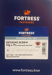 [MILSON500BOX] SCREW 10 X 75 COUNTERSUNK DECKSCREW S/S 500 BOX MILSON